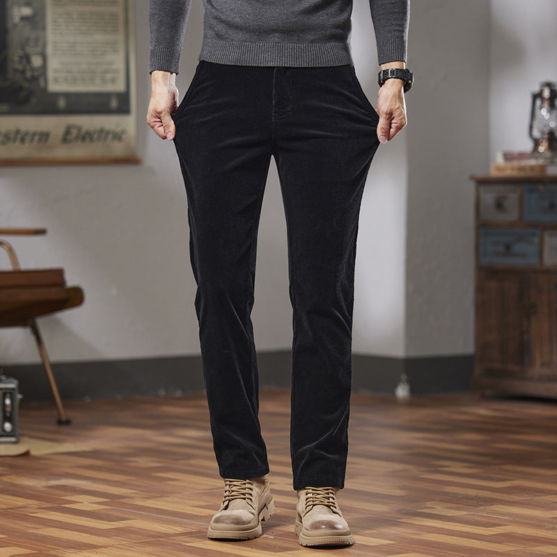 Men’s Slim Fit Corduroy Trousers | Warm Straight Casual Pants
