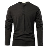 Men’s Solid Color Casual Cotton Long-Sleeved Top | Soft Pullover