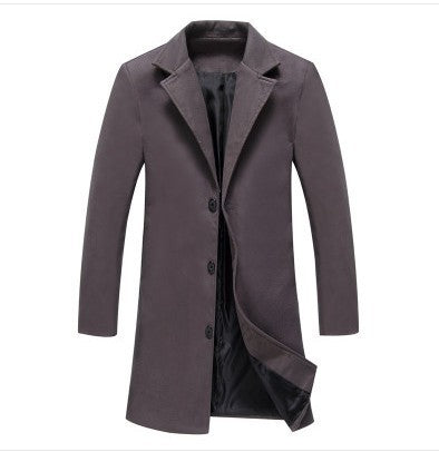 Men’s Solid Color Woolen Coat – Casual Business Autumn Winter Jacket