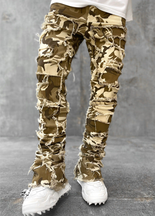 Men’s Ripped Stacked Jeans Pants