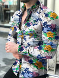 Fashion Long-Sleeved Floral Shirt for Men – Slim Fit Cotton Dress Shirt