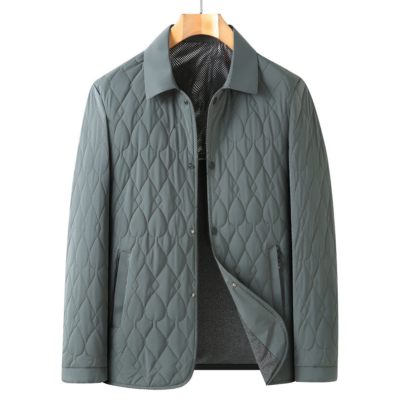 Men’s Lightweight Diamond Lattice Cotton-Padded Jacket | Autumn Coat
