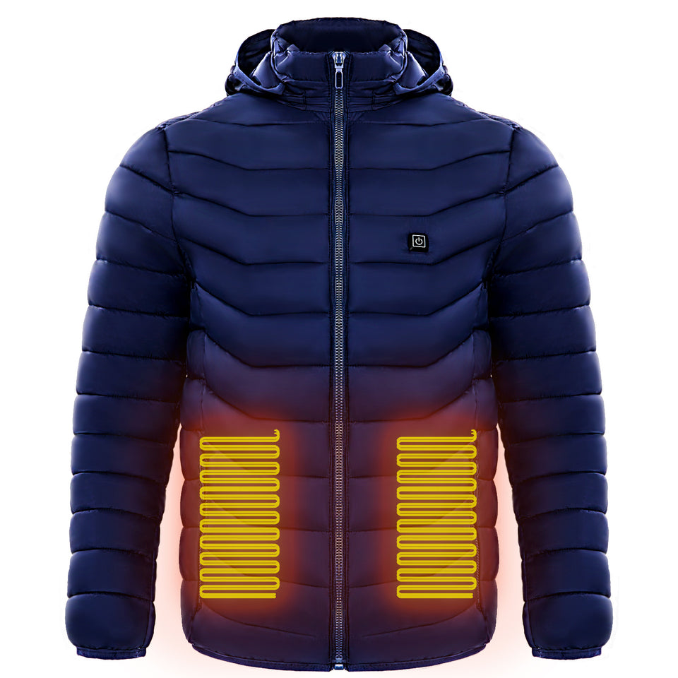 Men’s Heated Puffer Jacket – 9 Heat Zones, Hooded Electric Coat