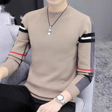 Men’s Slim-Fit Contrast Knit Sweater | Warm Round Neck Pullover