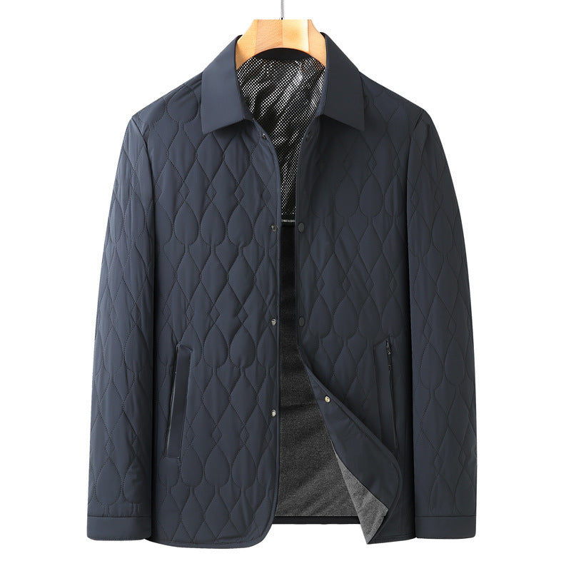 Men’s Lightweight Diamond Lattice Cotton-Padded Jacket | Autumn Coat
