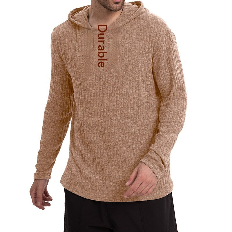 Long-Sleeve Casual Pullover Hoodie for Men with Buttons & Drawstring