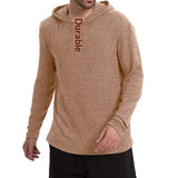 Long-Sleeve Casual Pullover Hoodie for Men with Buttons & Drawstring