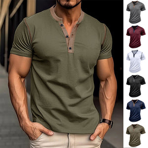 Men’s Fashion Short-Sleeved Polo Shirt | Summer V-Neck T-Shirt Top