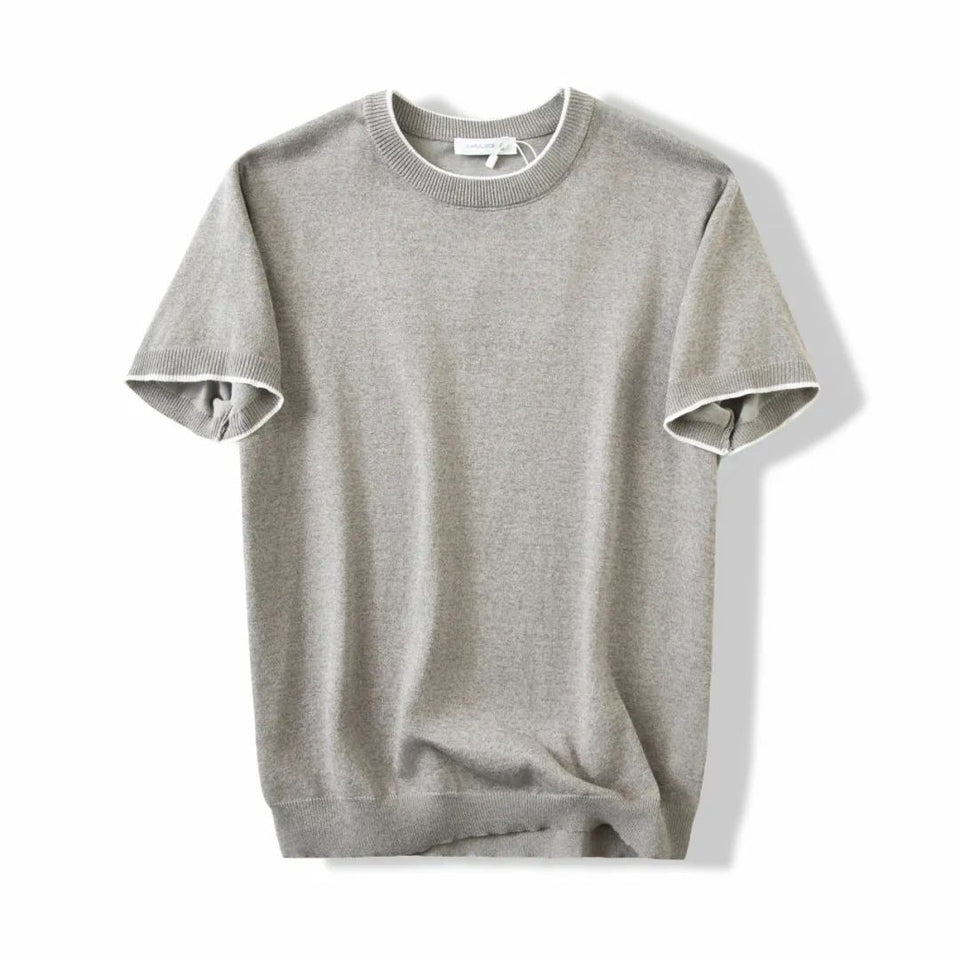 Lazy & Versatile Knitted Round Neck T-shirt for Men | Summer Style