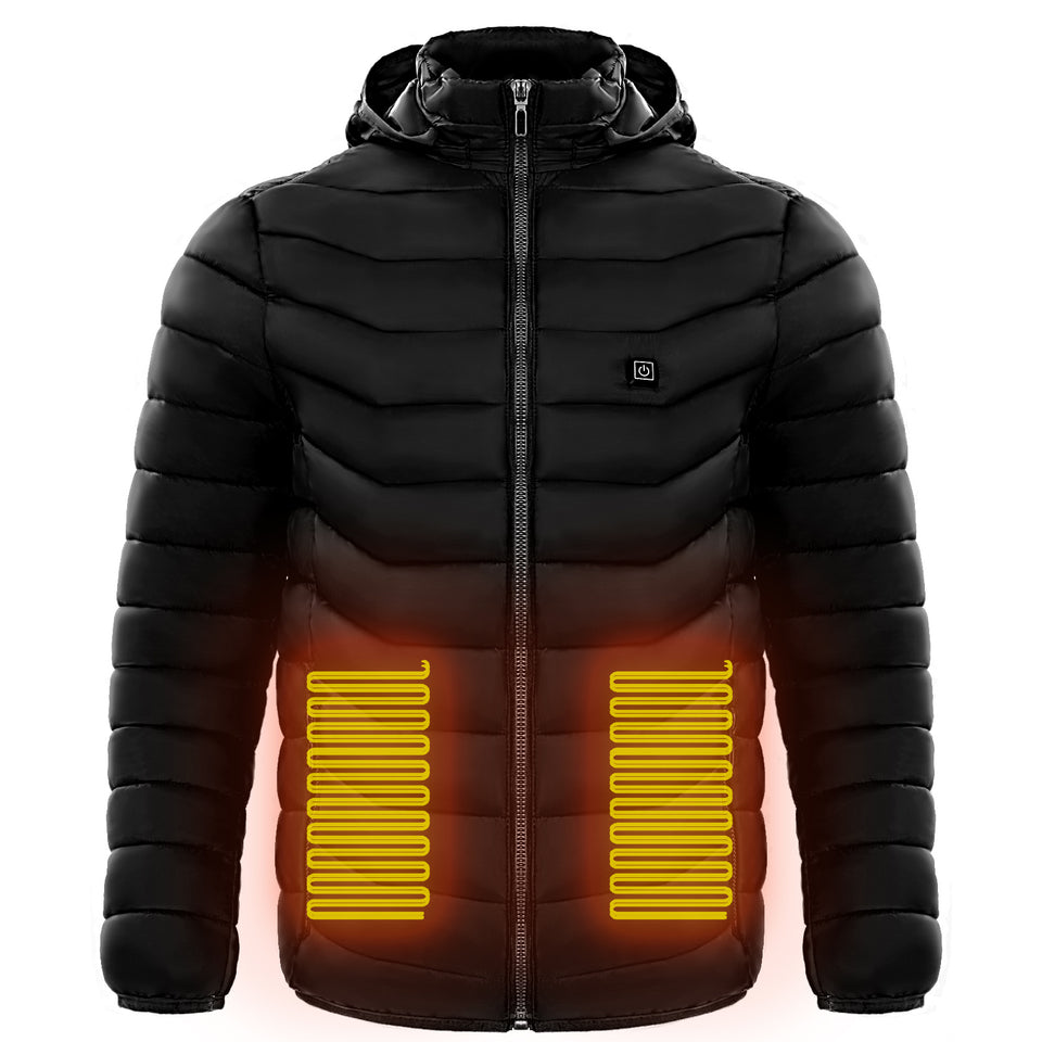 Men’s Heated Puffer Jacket – 9 Heat Zones, Hooded Electric Coat