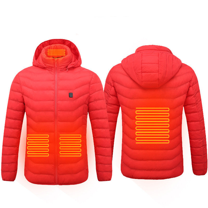 Men’s Heated Puffer Jacket – 9 Heat Zones, Hooded Electric Coat
