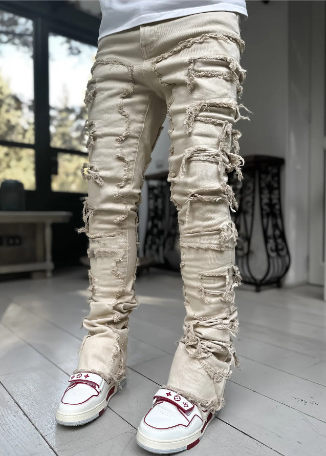 Men’s Ripped Stacked Jeans Pants