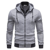 Men’s Sports Leisure Color-Block Hooded Jacket – Slim Fit Cardigan