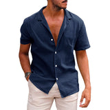 Men's Casual Button Down Short Sleeve Beach Shirt | Summer Cotton Linen Top