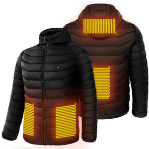Men’s Heated Puffer Jacket – 9 Heat Zones, Hooded Electric Coat