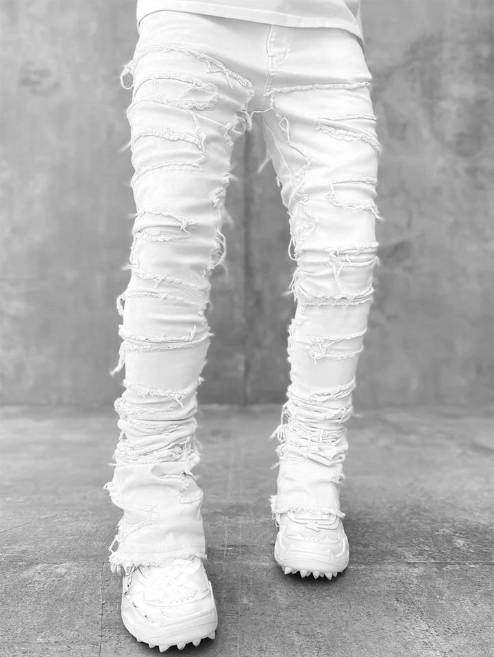 Men’s Ripped Stacked Jeans Pants
