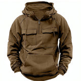 Men's Zip-Up Hoodie Thick Winter Sweatshirt with Drawstring & Pocket