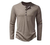 Men’s Solid Color Casual Cotton Long-Sleeved Top | Soft Pullover