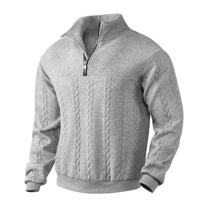 Men’s Jacquard Quarter-Zip Warm Pullover Hoodie | Fall Winter Fashion