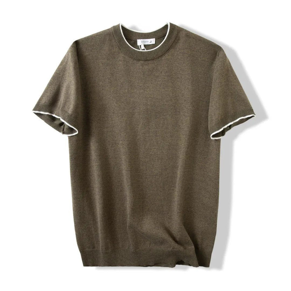 Lazy & Versatile Knitted Round Neck T-shirt for Men | Summer Style