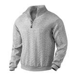 Men’s Jacquard Quarter-Zip Warm Pullover Hoodie | Fall Winter Fashion