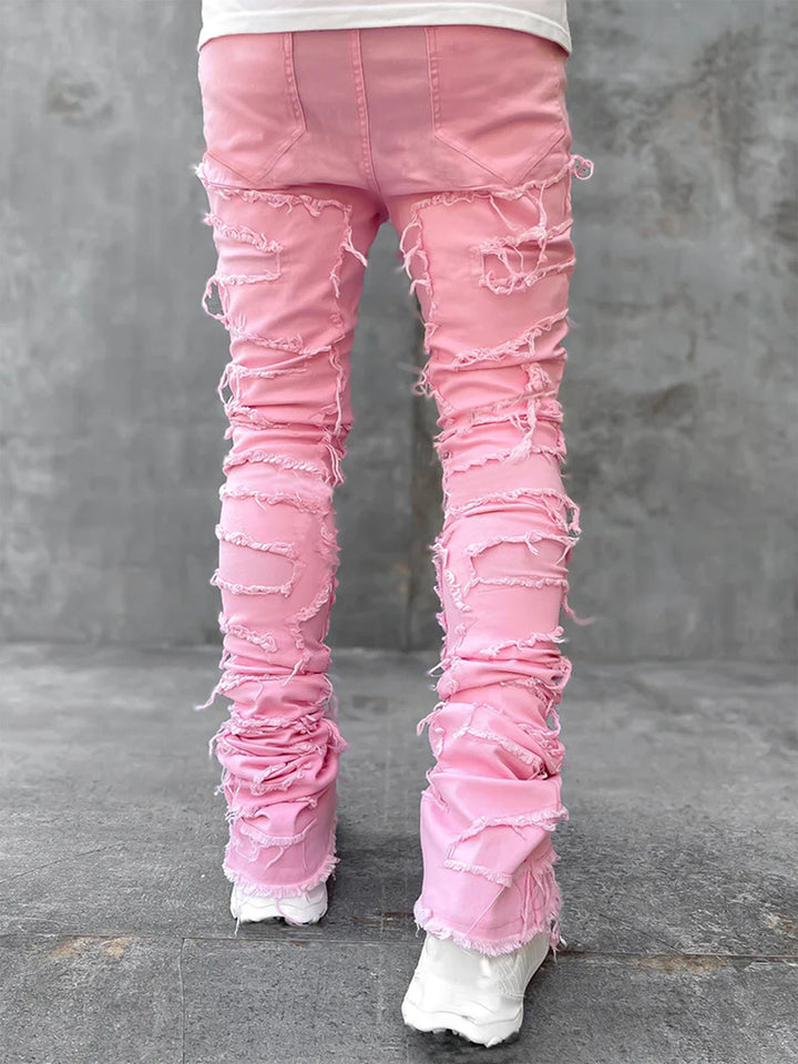 Men’s Ripped Stacked Jeans Pants