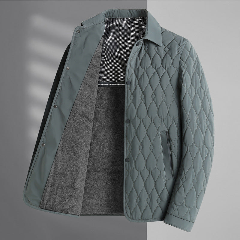 Men’s Lightweight Diamond Lattice Cotton-Padded Jacket | Autumn Coat