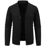 Men’s Warm Fleece-Lined Knit Cardigan Sweater – Solid Color