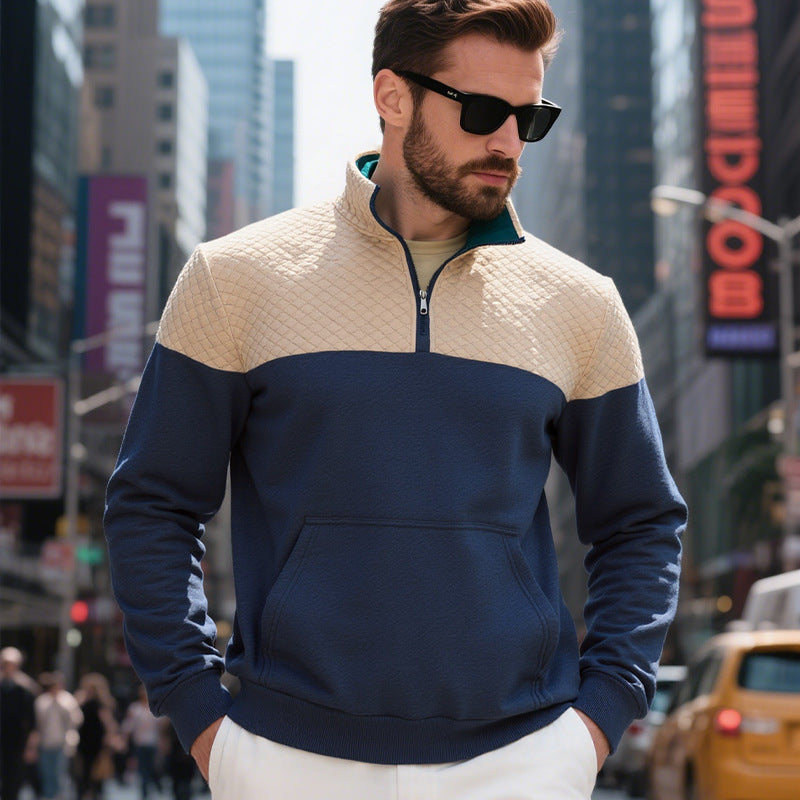 Men’s Heavy Fleece-Lined Zipper Sweater | Warm Winter Stand Collar