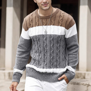 Men’s Color-Block Crew Neck Sweater | Stylish Multicolor Pullover